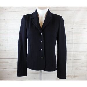ST JOHN Size 4 Classic Black Santana Knit Blazer Business Career